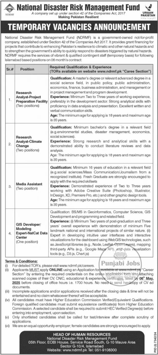 National Disaster Risk Management Fund NDRMF Jobs 2025